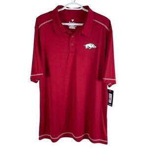 NEW Fanatics Mens Arkansas Razorback Golf Polo Shirt Red Stretch Wicking‎ XL